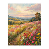 Serene Wildflower Meadow at Sunset Oil Painting (Print Only) thumbnail