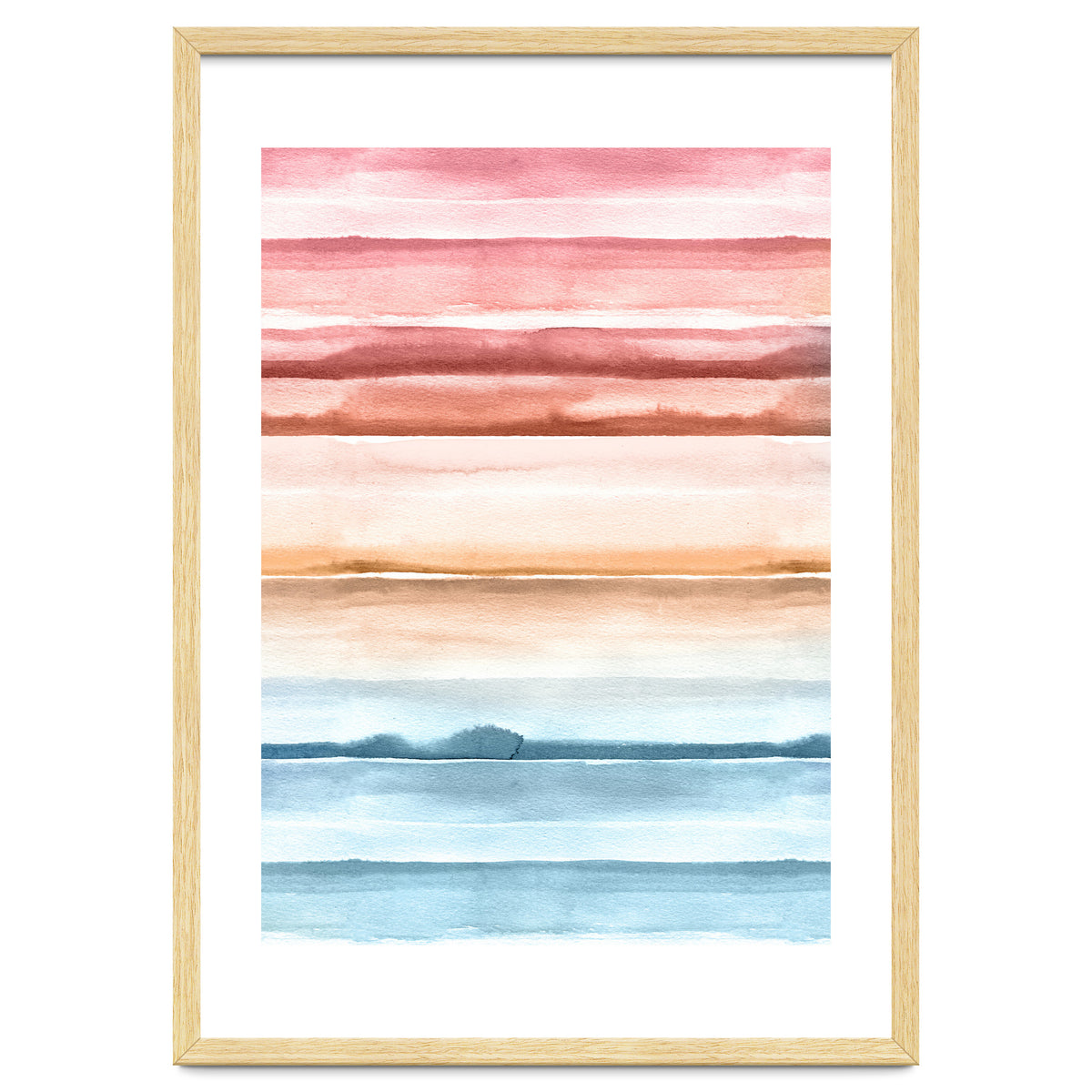 Watercolour Abstract Stripes Red Blue