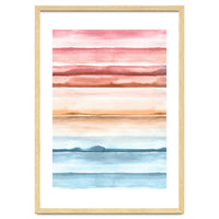 Watercolour Abstract Stripes Red Blue