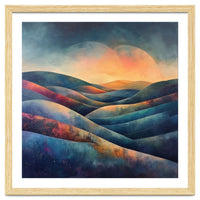 Abstract Ethereal Rolling Hills at Sunset