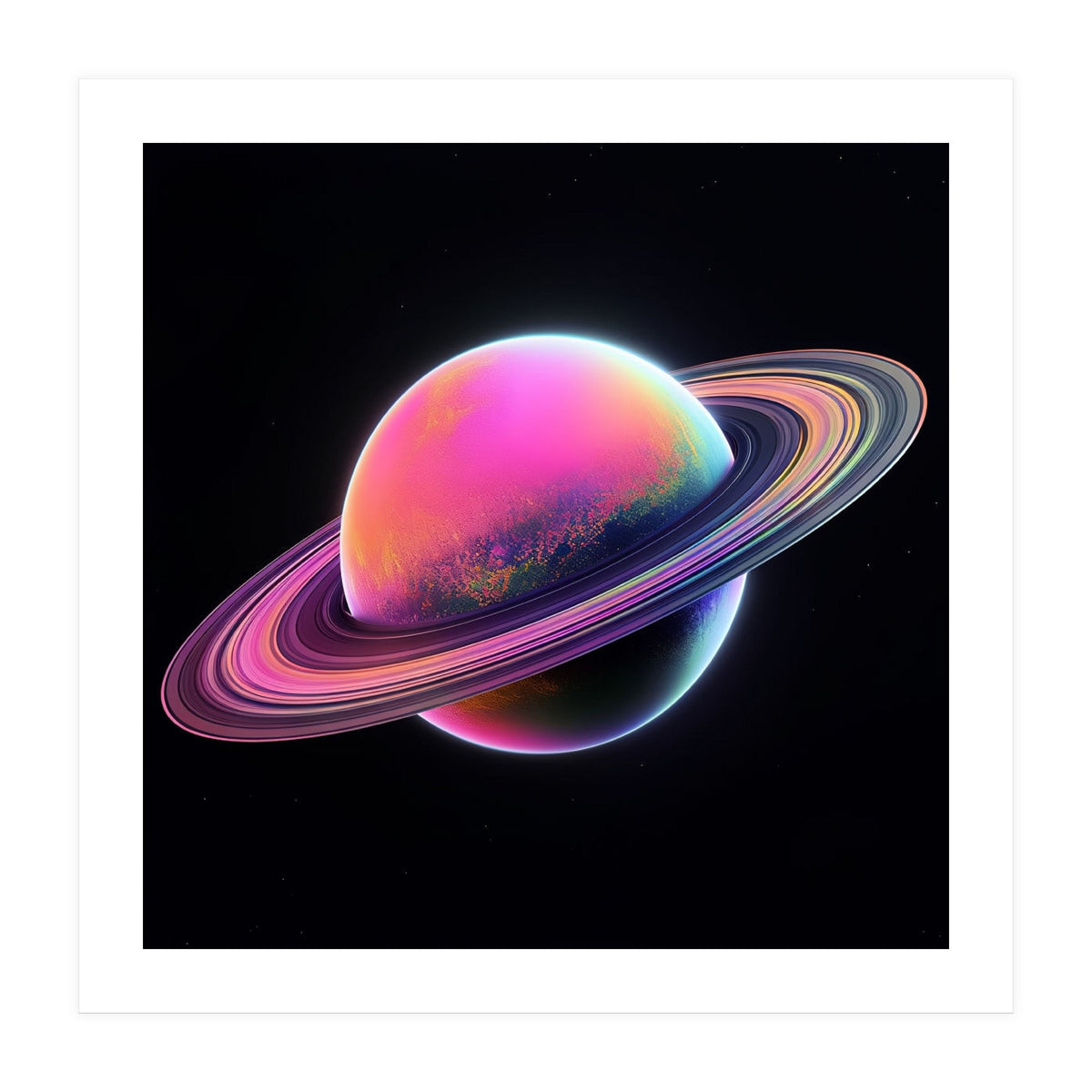 Neon Nebula Planet: Surreal Cosmic Illustration (Print Only)