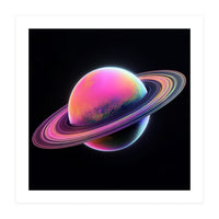 Neon Nebula Planet: Surreal Cosmic Illustration (Print Only)