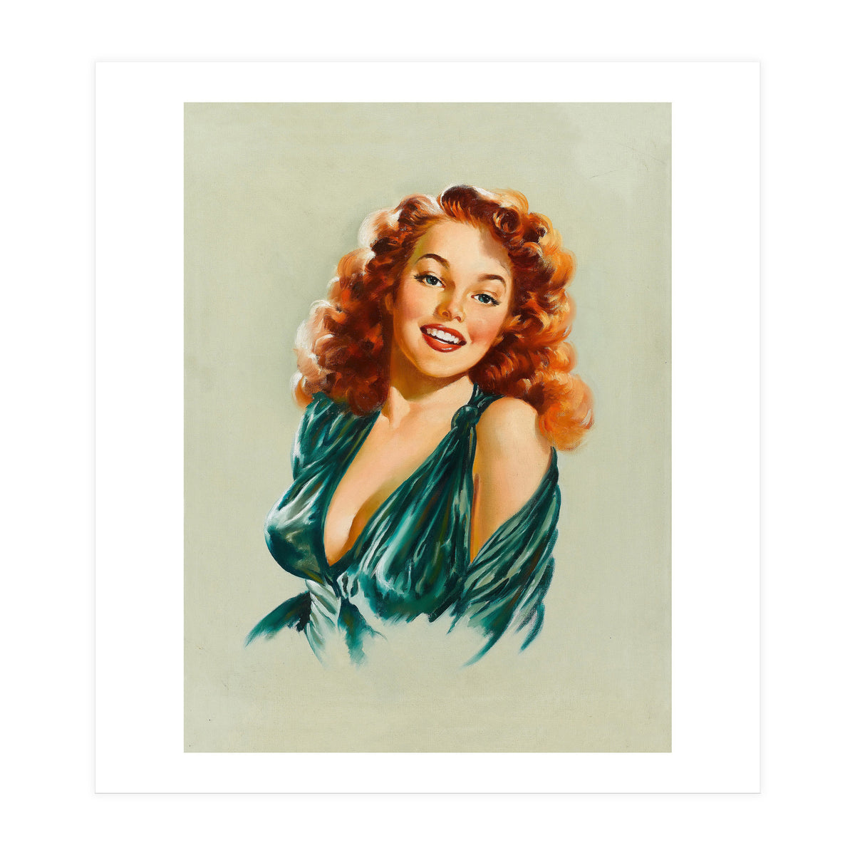 Portrait Of A Redhead Pinup Woman (Print Only)