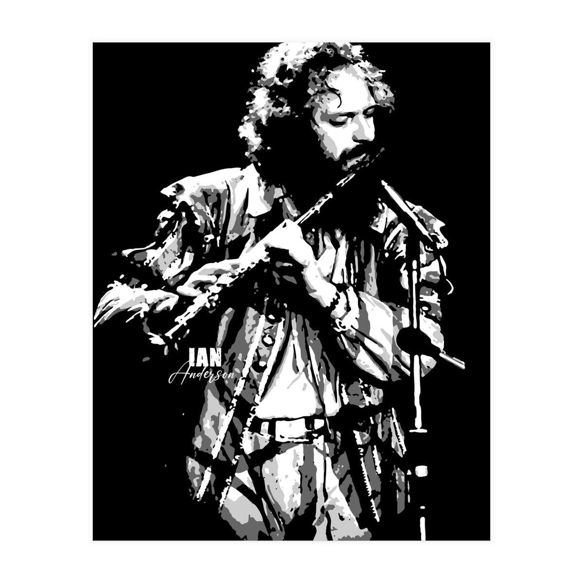 Ian Anderson Rock Music Legend in Grayscale 2 (Print Only)