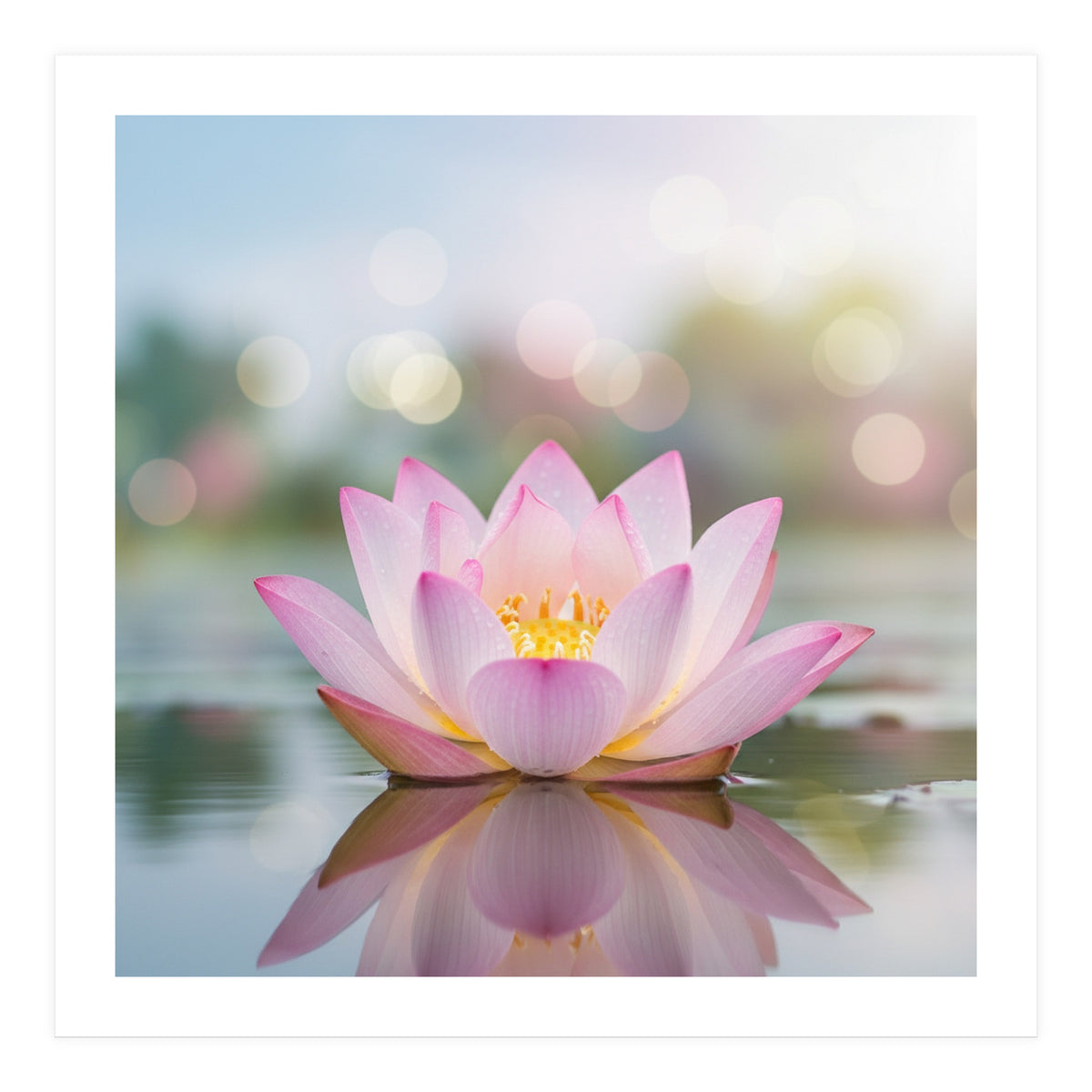 Ethereal Lotus Bloom: Serene Botanical Reflection (Print Only)