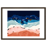 Ocean Heart, Abstract Sea Waves, Tropical Travel Watercolor Painting, Eclectic Bohemian Beach Nature thumbnail