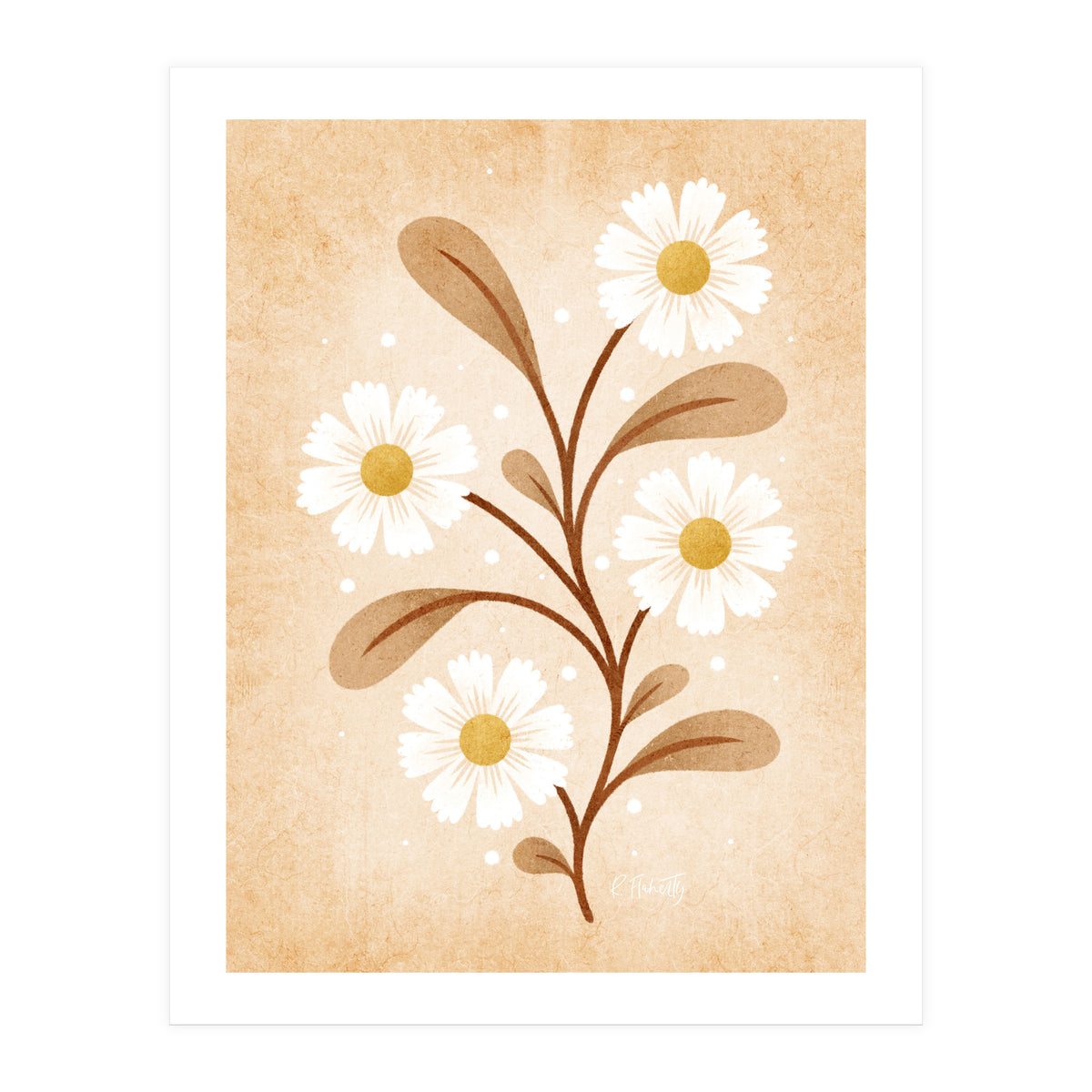 Vintage Beige Daisies (Print Only)