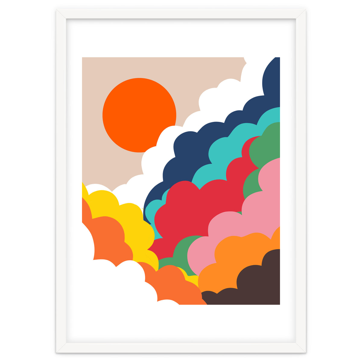 Head In The Clouds, Positivity Nature Sunrise Sunset, Sky Bohemian Comic Retro Eclectic Illustration