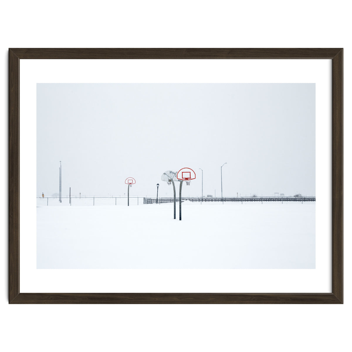 Snow-covered Basketball court