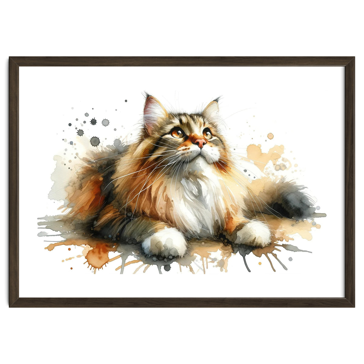 Majestic Cat With Watercolor Splashes