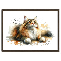 Majestic Cat With Watercolor Splashes