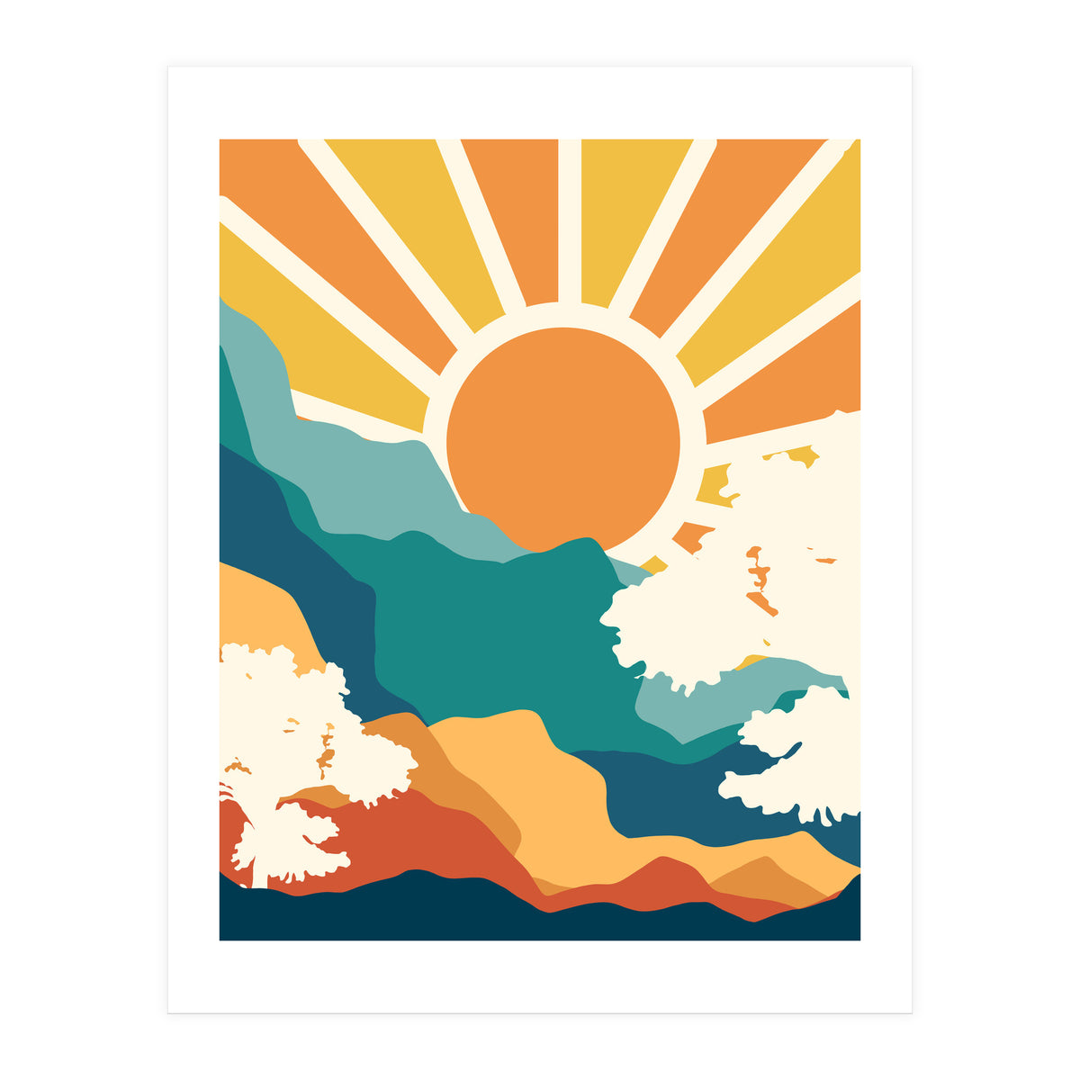 Sunrise Mindset, Positivity Optimism Self Love Self Care Growth, Nature Retro Eclectic Bohemian Peace Contemporary (Print Only)