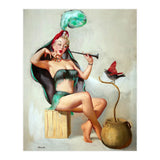 Pinup Sexy Girl Performing A Trick (Print Only) thumbnail