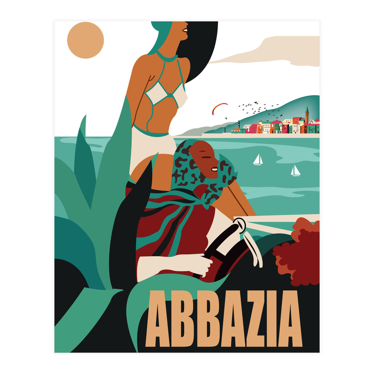 Abbazia, Two Ladies on a Drive (Print Only)