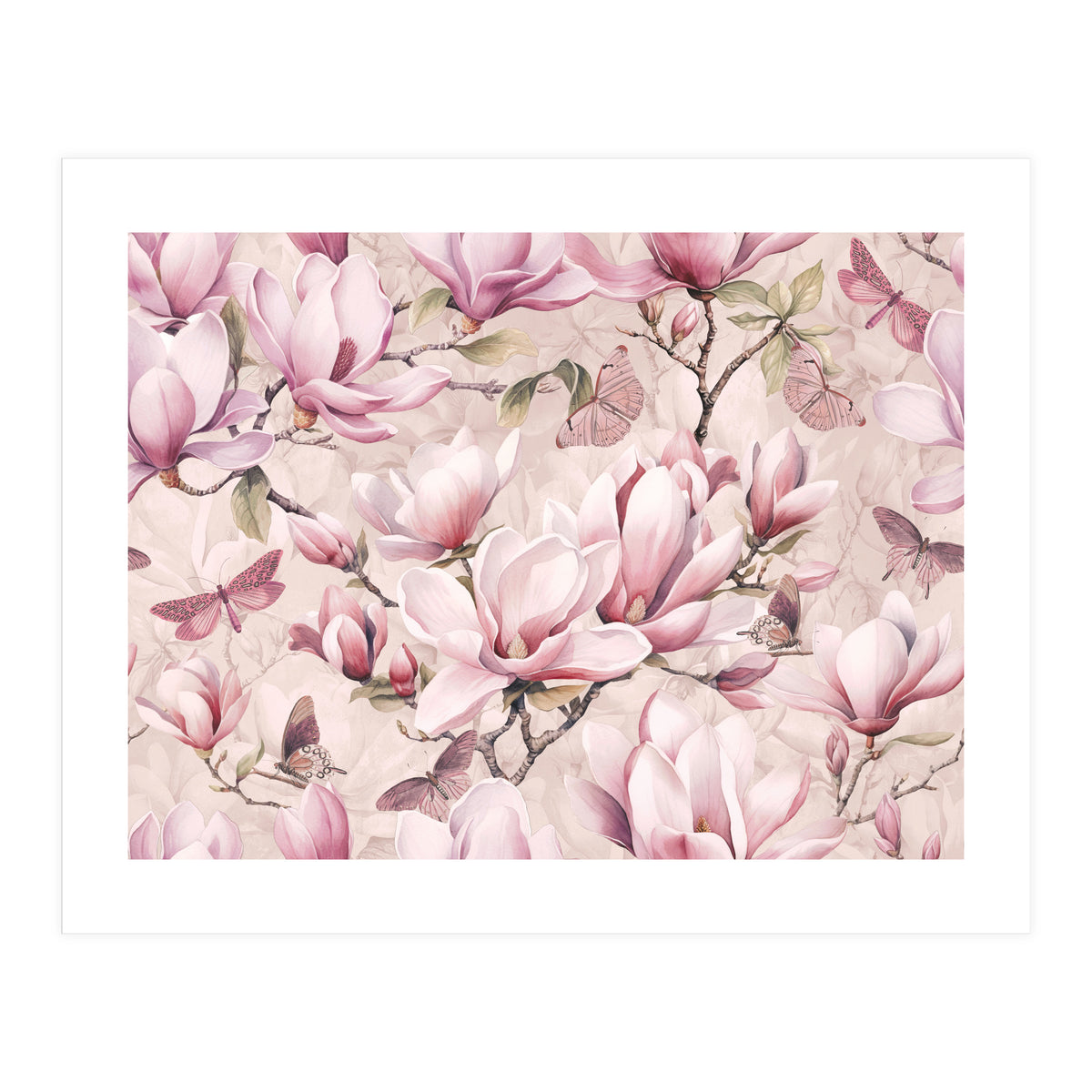 Magnolia And Butterfly (Print Only)