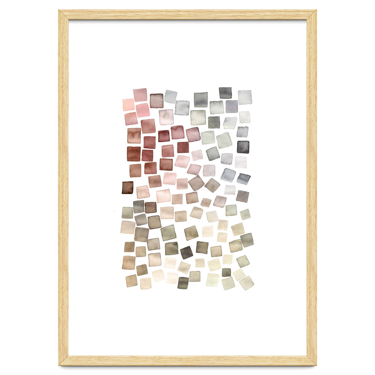 Watercolor Geometric Square Shapes Red