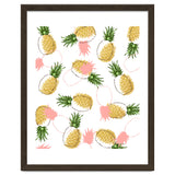 Pineapples & Pine Cones, Eclectic Tropical Nature Illustration, Quirky Fun Fruit Food Graphic Design thumbnail
