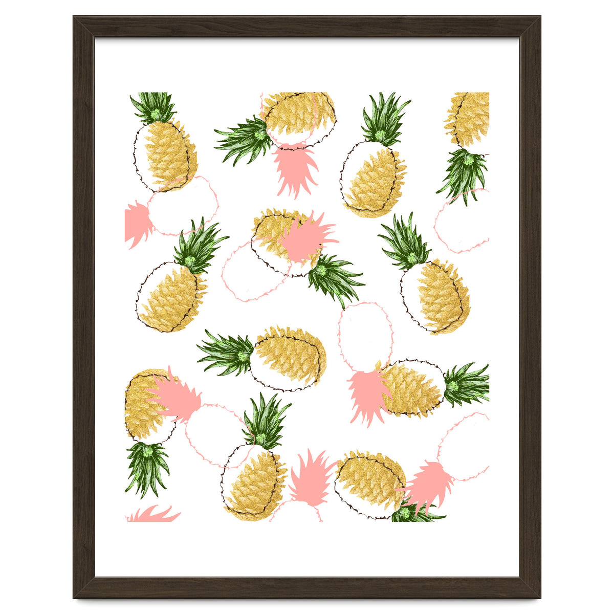 Pineapples & Pine Cones, Eclectic Tropical Nature Illustration, Quirky Fun Fruit Food Graphic Design