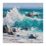 Dynamic Crashing Turquoise Ocean Wave Against Rugged Coastal Rocks (Print Only) thumbnail