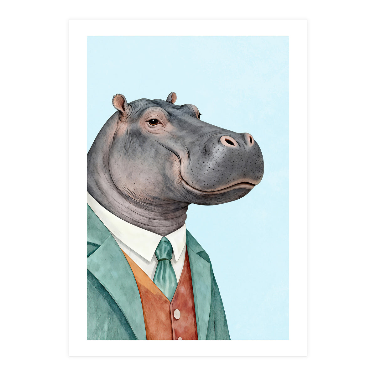 Hippopotamus in Suit (Print Only)