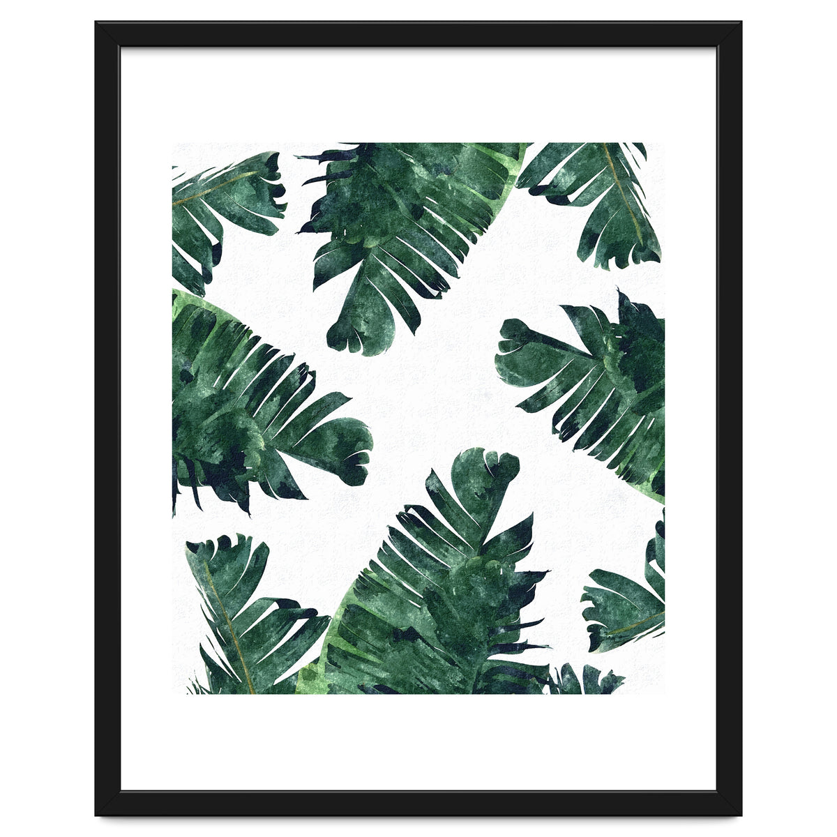 Banana Leaf Watercolor Painting, Tropical Nature Botanical Palm Illustration Bohemian Minimal Luxe