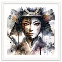 Ink Veil Asian Warrior Woman Portrait