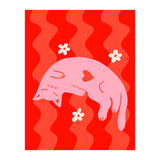 Pink Cat Wavy Background (Print Only) thumbnail
