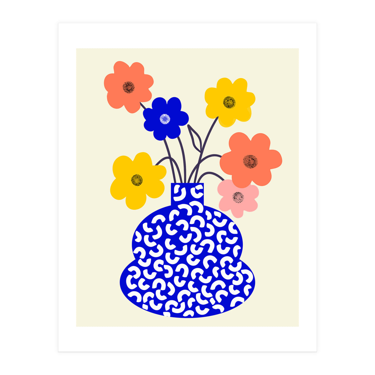 Inheritance, Flower Pot Botanical Floral, Eclectic Bohemian Concept Pop Of Color, Dopamine Positivity Plants Nature Heredity Contemporary (Print Only)