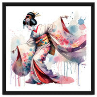 Geisha Dancer With Flowing Kimono