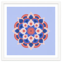 Mandala flower - blue and coral