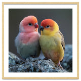 Pair Of Lovebirds Sitting On Rocks thumbnail