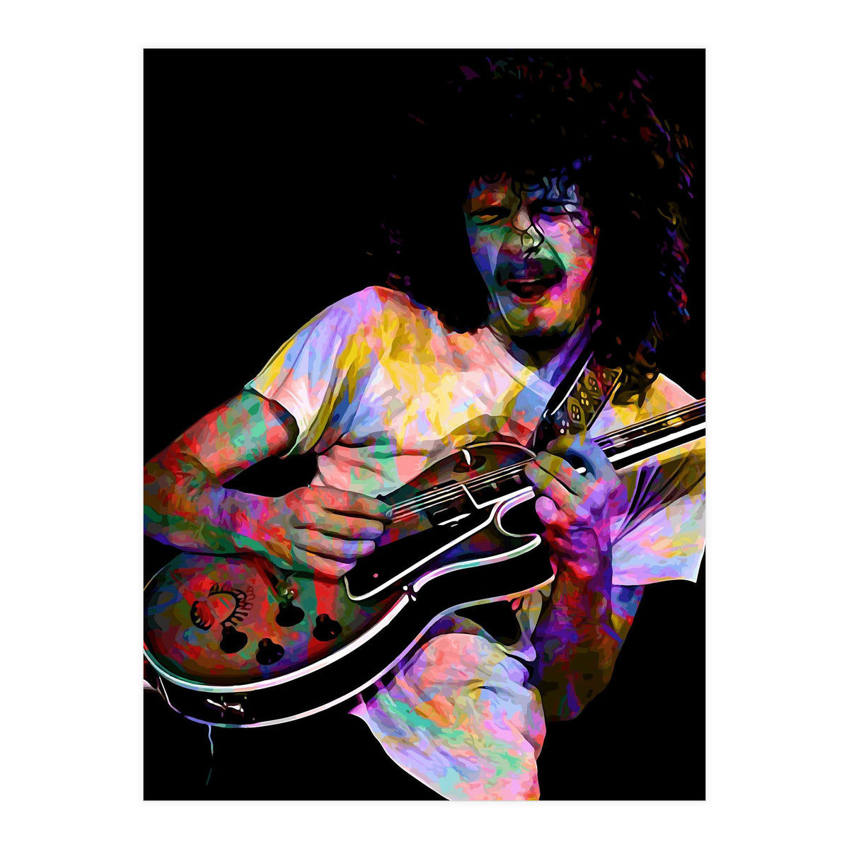 Carlos Santana . American Rock Guitarist Legend Colorful (Print Only)
