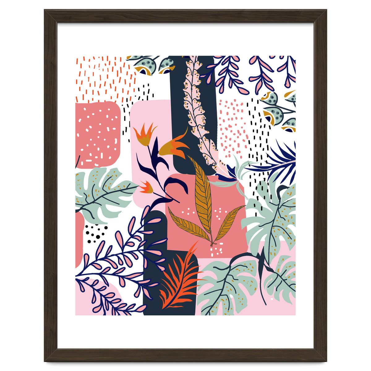 Mood | Abstract Chic Modern Bohemian Painting | Contemporary Eclectic Blush Botanical Nature