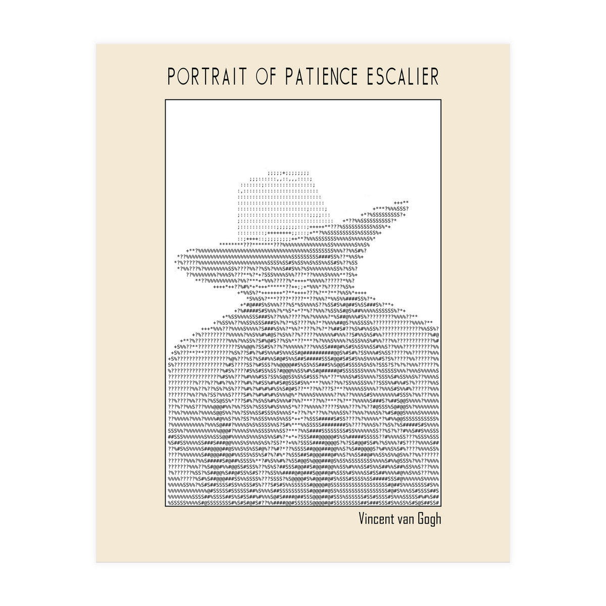 Portrait Of Patience Escalier Vincent Van Gogh Ascii Art (Print Only)