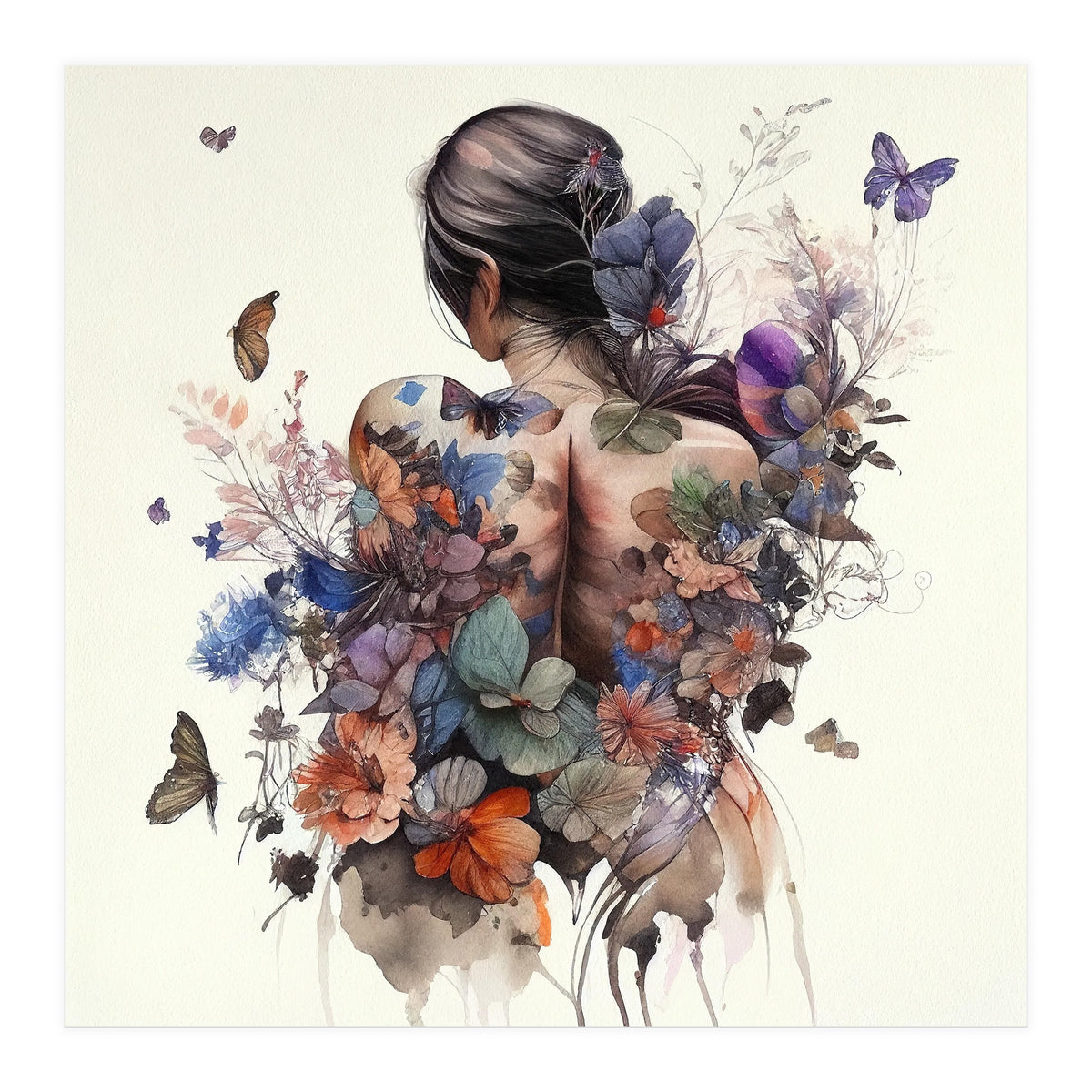 Watercolor Butterfly Bouquet (Print Only)