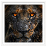 Majestic Lion Face Intense Orange Eyes Close Up thumbnail