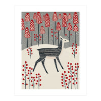 Fawn in a Winter Landscape (Print Only)