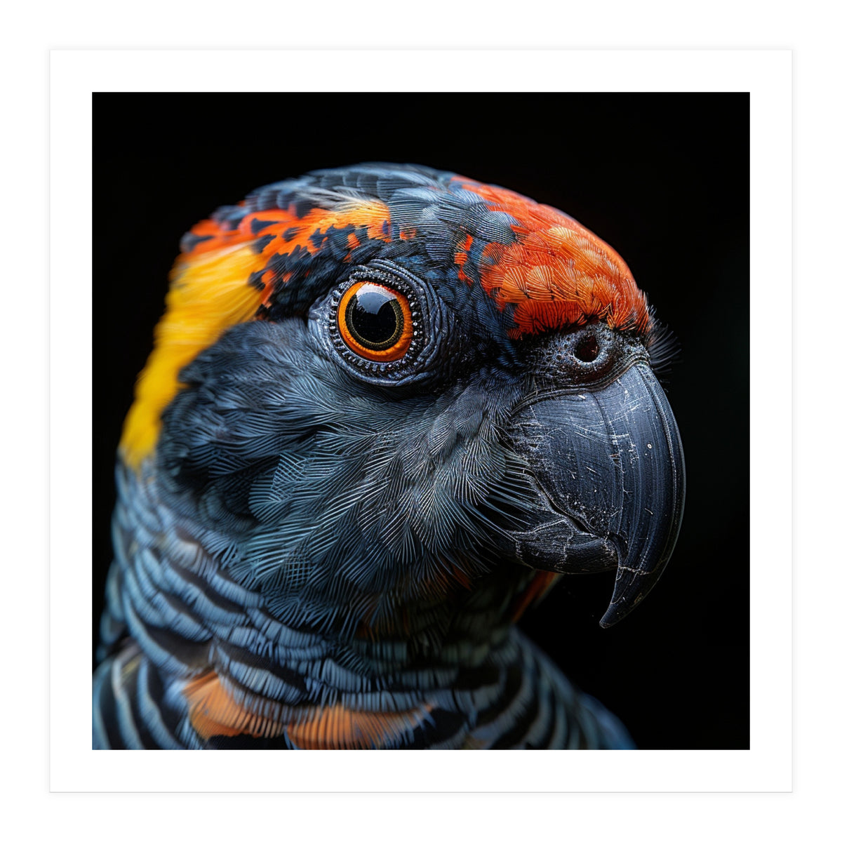 Close Up Of A Colorful Parrot Bird's Head (Print Only)
