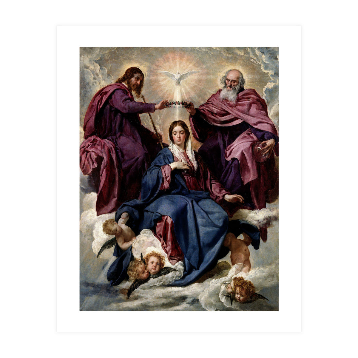 'The Coronation of the Virgin', ca. 1635, Spanish School, Oil on canvas, 176 cm x 124 cm, P01168. (Print Only)