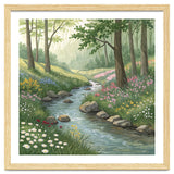 Vibrant Forest Stream Watercolor Painting thumbnail