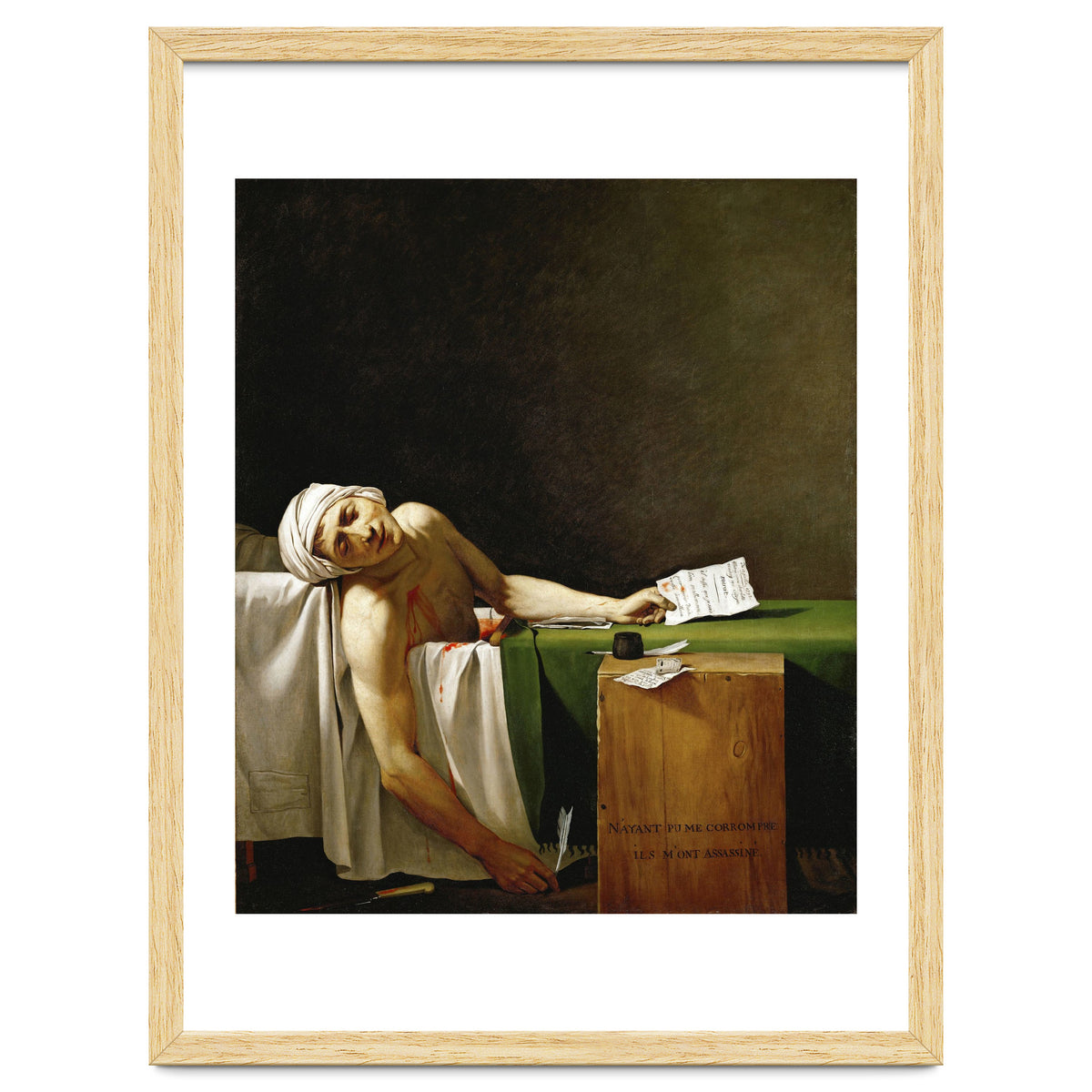 Jean Paul Marat, dead in his bathtub, assassinated by Charlotte Corday in 1793. JACQUES LOUIS DAVID.