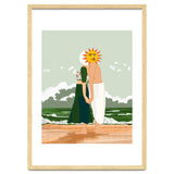 Celestial Union, Sun & Moon Love Couple, Ocean Sea Beach Landscape Nature, Summer Bohemian People thumbnail