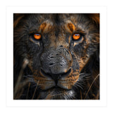 Majestic Lion Face Intense Orange Eyes Close Up (Print Only) thumbnail