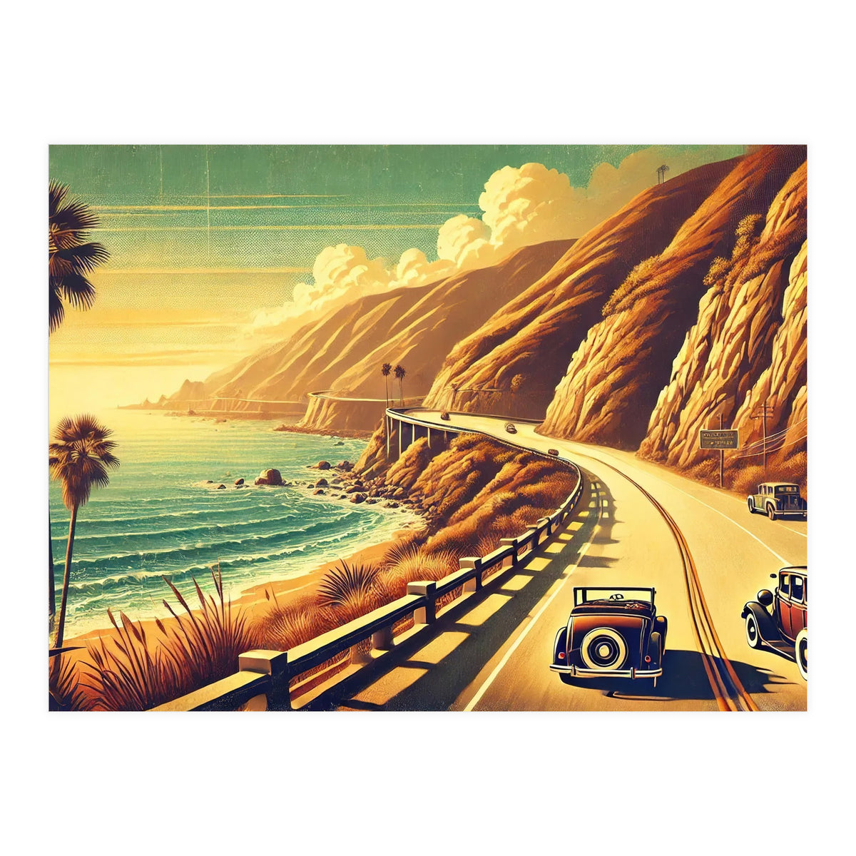 Vintage Coastal Road Journey Poster (Print Only)