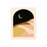 Desert Nights, Modern Bohemian Travel Sand Dunes, Eclectic Moon Stars Vintage Arc, Pastel Building Nature Landscape (Print Only) thumbnail