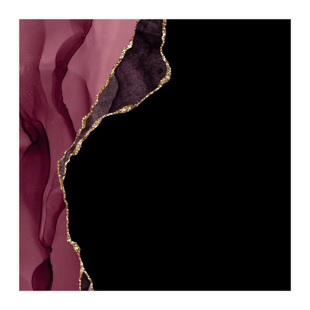 Burgundy & Gold Agate Texture 09 (Print Only)