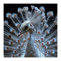 Albino Peacock Displaying White Feathers (Print Only)