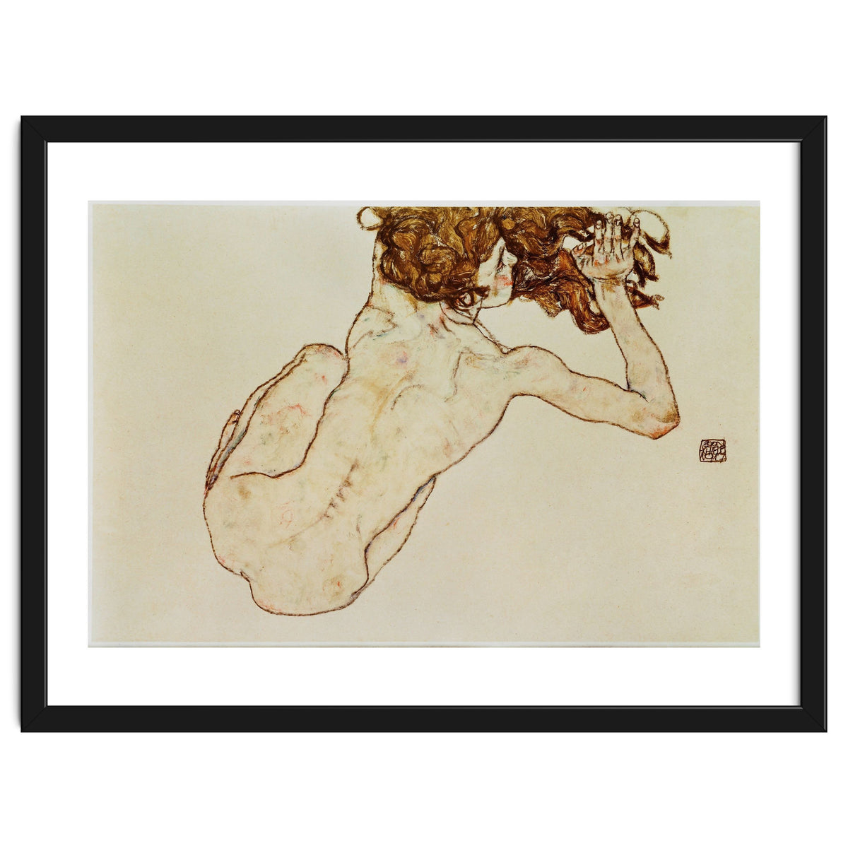 Kauernder Rueckenakt - Crouching nude,back view,1917. Gouache and pencil, 29,5 x 45 cm.