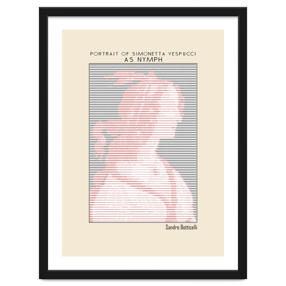 Portrait of Simonetta Vespucci as Nymph – Sandro Botticelli (ascii art)