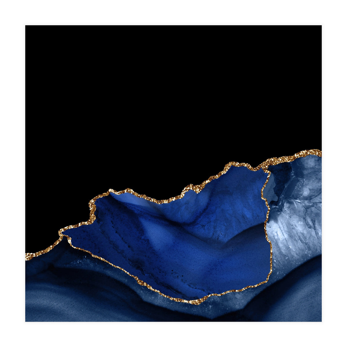 Navy & Gold Agate Texture 06  (Print Only)